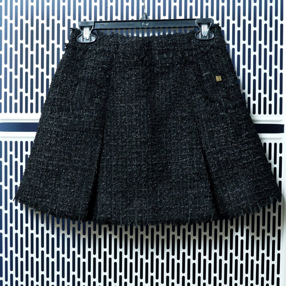 BALMAIN	PLEATED TWEED MINISKIRT